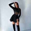 Chic Mini Dress with Transparent Accents