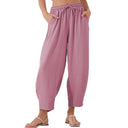 Women's Relaxed Fit Leisure Pants with Elastic Waist and Convenient Pockets