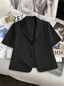 Women's Short-Sleeved Blazer Jacket in Chic Fabric