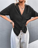 Chic Short Sleeve Blouse with Button Detail