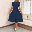 Chic V-Neck Knee-Length Dress with Button Details