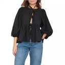 Chic Ruffle Detail Blouse with Tie Band for Women