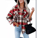 Checked Flannel Shirt for Women with Chest Pockets