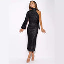 Glamorous Asymmetrical Evening Dress with Sequin Detail