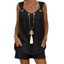 Open Shoulder Women's Summer Dress with Decorative Loops