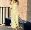 Shimmering V-Neck Midi Dress for Women