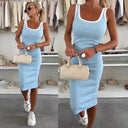 Chic Women's Midi Dress with Wide Straps