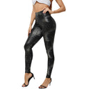 Glossy Snake Print Leggings for Women