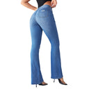 Chic Flared Jeans with Trendy Ripped Accents