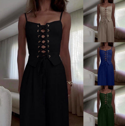 Chic Women's Corset Blouse with Lacing Design