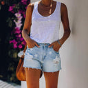 Stylish Destroyed Women's Denim Shorts with Star Accents