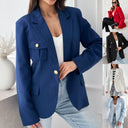Classic Double-Button Blazer with Pocket Detail for Women