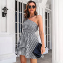 Chic One-Shoulder Checkered Dress for Women