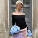 Women’s Chic Puff Sleeve Top with Wide Shoulders
