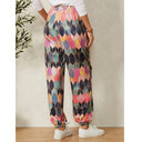 Trendy Women's Pants with Geometric Design and Stretchy Waist