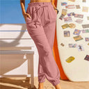 Women's Chic Leisure Pants with Elastic Waist and Pockets
