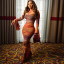 Chic Midi Dress with Long Sleeves and Stylish Slit