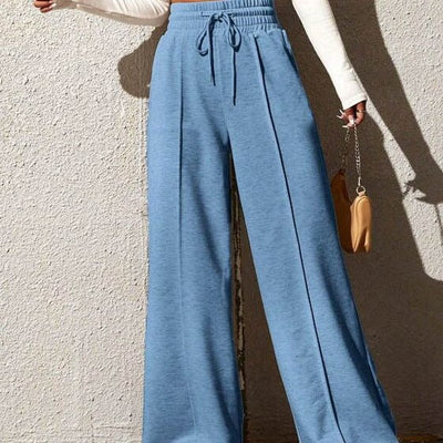 Women's Chic Wide Leg Leisure Pants with Elastic Waist