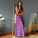Chic Women's Maxi Dress with V-Neck & Wrap Design