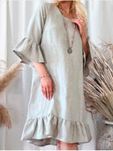 Linen Ruffle Dress for Women in Relaxed Style