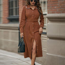 Chic Women's Shirt Dress with Button Placket and Waist Belt