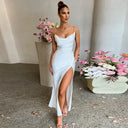Chic Maxi Dress with Side Slit and Adjustable Straps