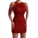 Chic Spaghetti Strap Party Dress with Delicate Accents