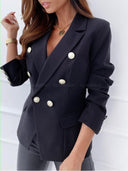 Chic Women's Blazer with Gold Accents