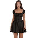 Chic Women's Summer Dress with Puff Sleeves and Defined Waist