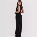 Chic Maxi Dress with Deep V-Neck and Draped Design