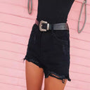 Women's High-Waisted Frayed Hem Denim Shorts