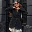 Asymmetrical Women's Blazer with Gold Accents