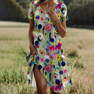 Floral Maxi Dress with Stylish Leg Slit