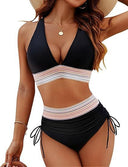 Women's High-Waisted Bikini with Chic Cut-Outs and Adjustable Straps