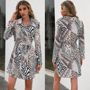 Chic Animal Print Shirt Dress with Belt
