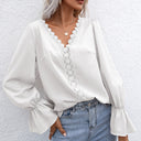 Chic Lace Detail Blouse with Ruffled Sleeves