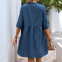Chic Women's Shirt Dress with Button Placket and Flowy Skirt