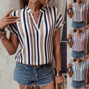 Chic Women's Striped Blouse with Stylish Collar
