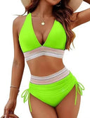 Chic High-Waisted Women's Bikinis with Stylish Accents