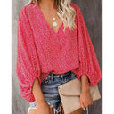 Women's V-Neck Blouse with Puff Sleeves