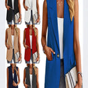 Chic Women's Sleeveless Blazer with Stylish Waist Accents and Convenient Pockets
