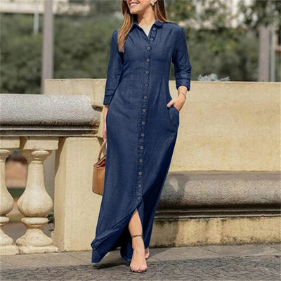 Chic Women's Shirt Dress with Pockets