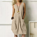 Cotton Sleeveless Dress with Handy Pockets