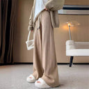High-Waisted Knit Trousers with Stylish Tie Band