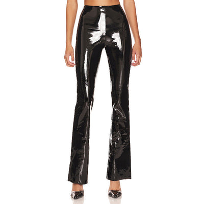 Women's High-Gloss Flared Leggings in Stretchy Fabric