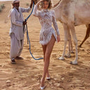 Stunning Sequin Dress with Sheer Accents and Fringes