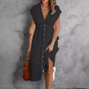 Women's Flowing Button-Detail Shirt Dress