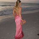 Elegant Women's Long Nightgown with Sheer Lace Details