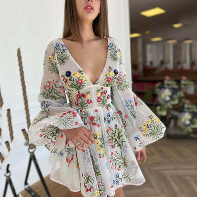 Chic Floral Stripe Women's Dress