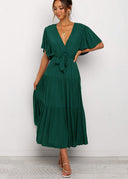 Women’s Maxi Dress: Deep V-Neck & Flowing Sleeves